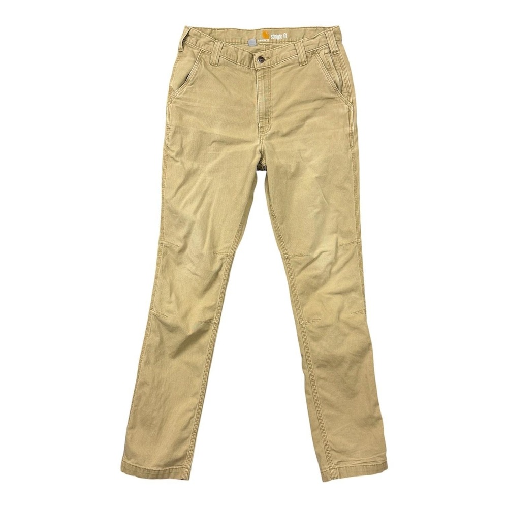 Carhartt Pants Mens 33x36 Beige Straight Fit Canvas Stretch Workwear Distressed